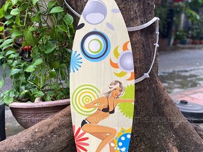 Ván lướt sóng decor chủ đề Đại Dương - Hoàng Hôn cao 90cm [Gỗ dày - chuẩn đẹp] VLS-12